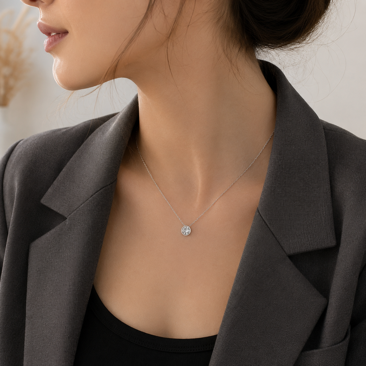 Colar Ponto de Luz em Prata 925 e Moissanite