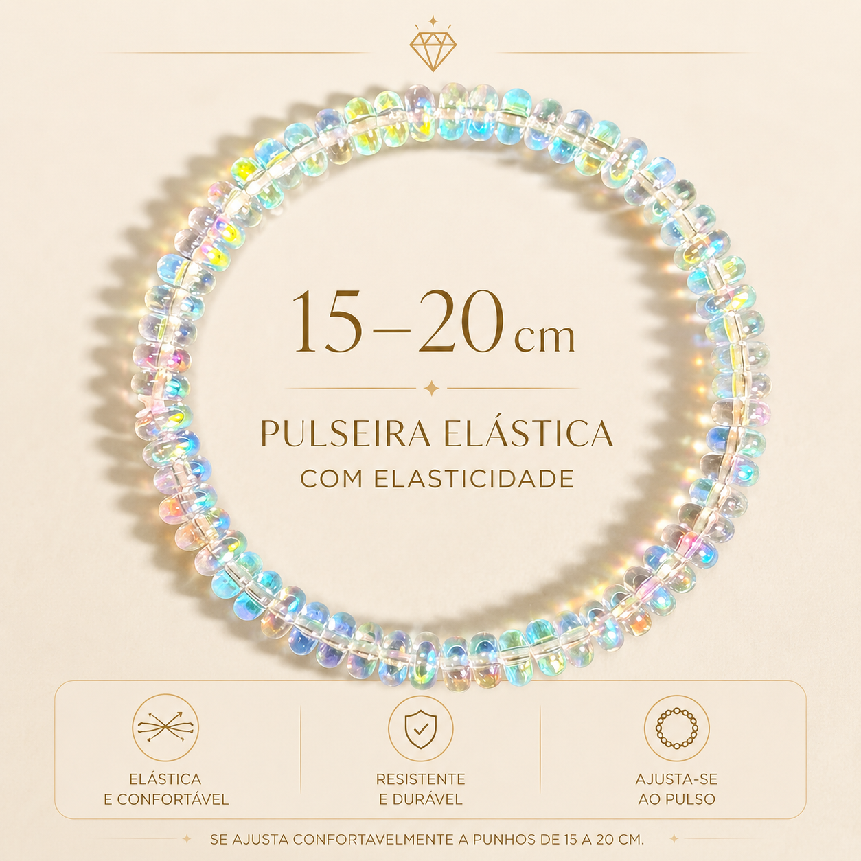 Pulseira Elástica de Opalas Naturais da Etiópia