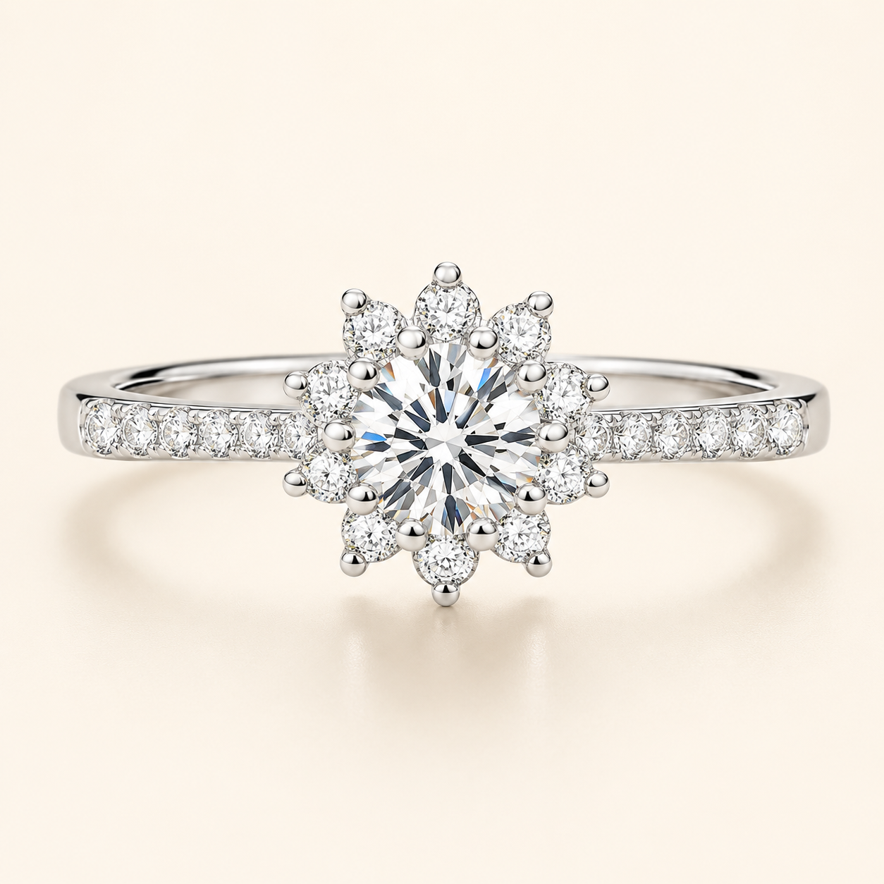 Solitário Queen Moissanite em Prata 925
