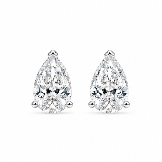 Brinco Gota em Prata e Moissanite