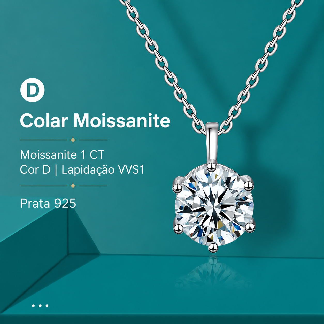 Colar Julia em Prata 925 e Moissanite