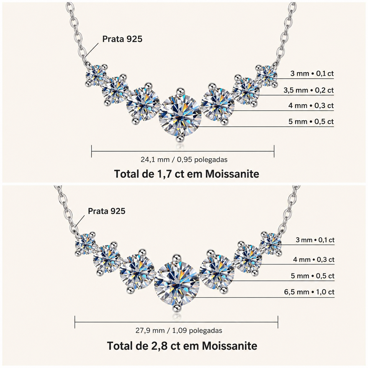 Colar Astral Moissanites e Prata 925