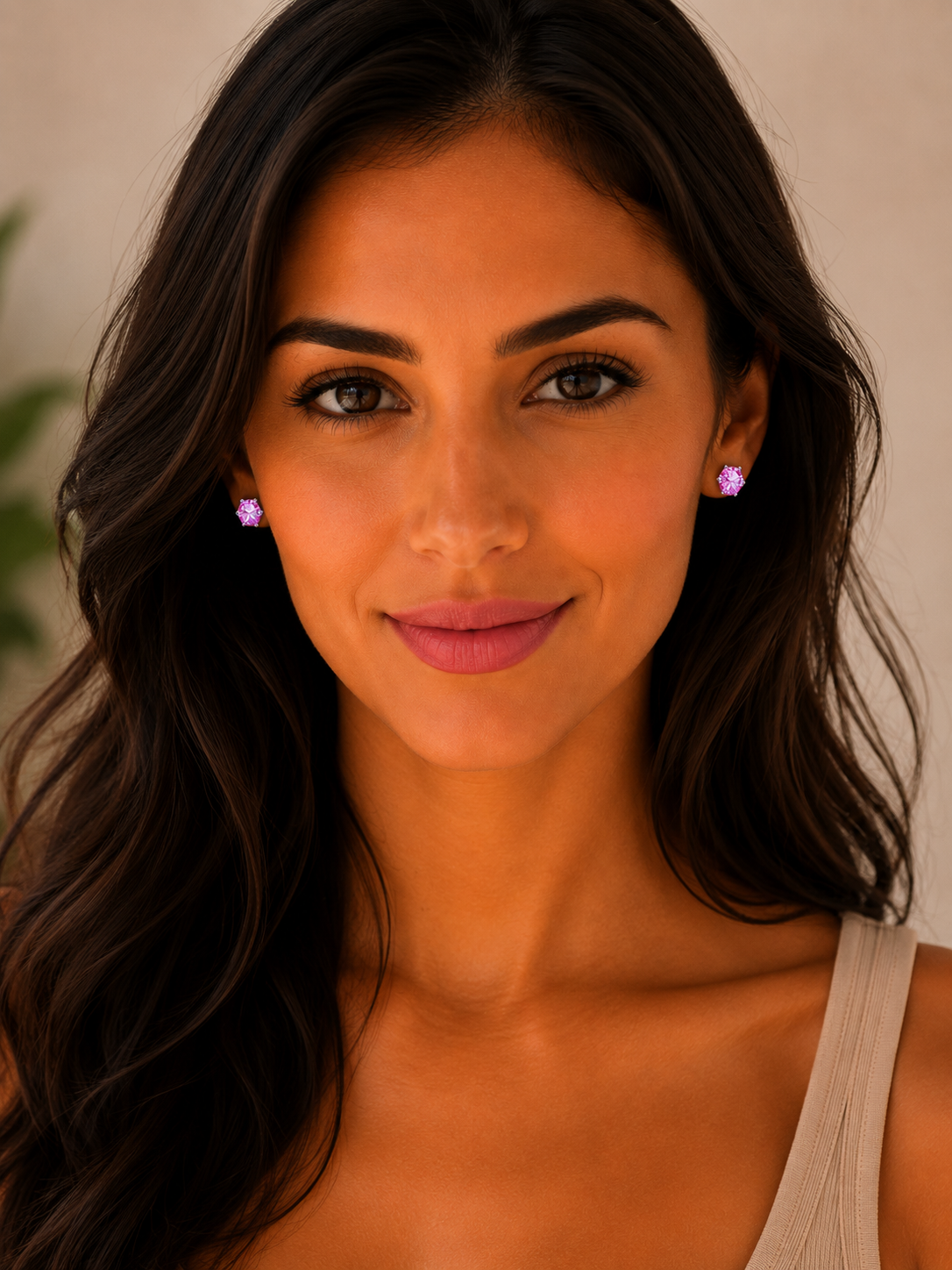 Brinco Solitário Glow Pink em Moissanite e Prata 925