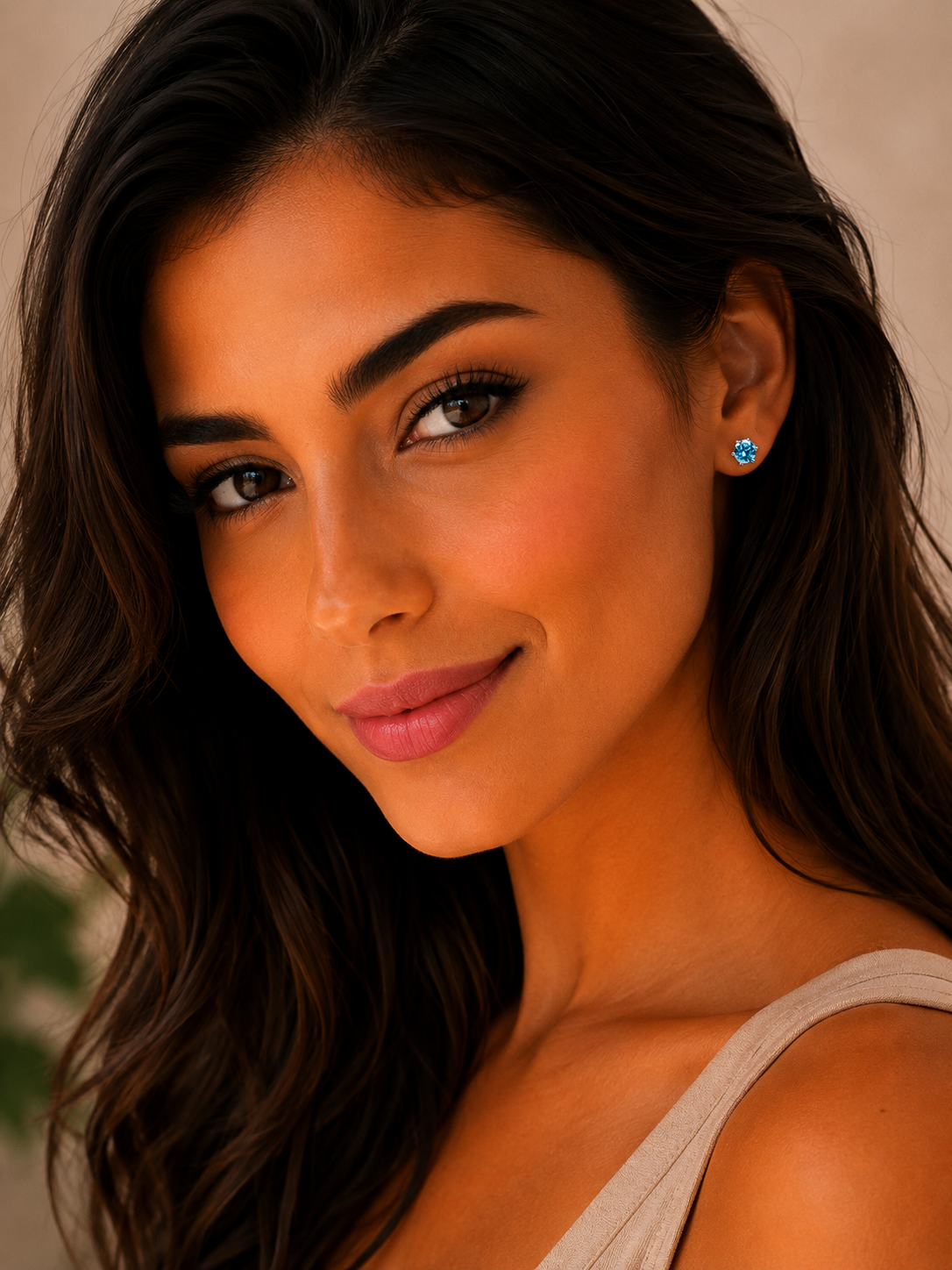 Brinco Solitário Glow Ocean em Moissanite e Prata 925