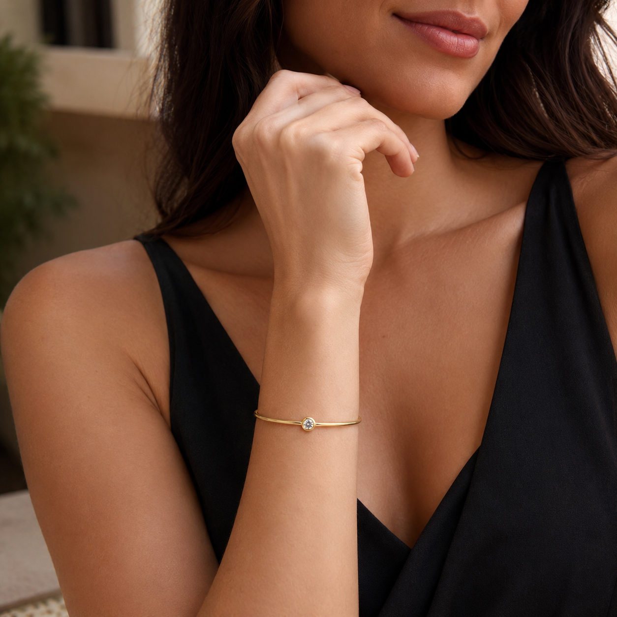 Pulseira Moissanite Cravação Inglesa Banho de Ouro 18k