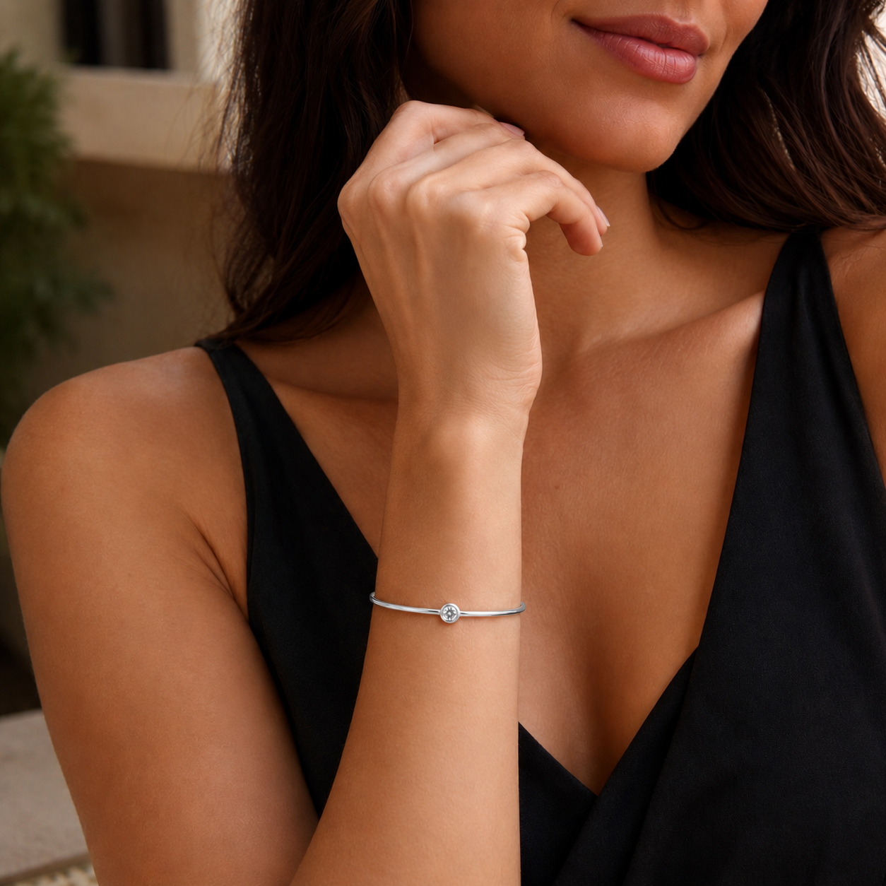 Pulseira Moissanite Cravação Inglesa Banho de Ouro 18k