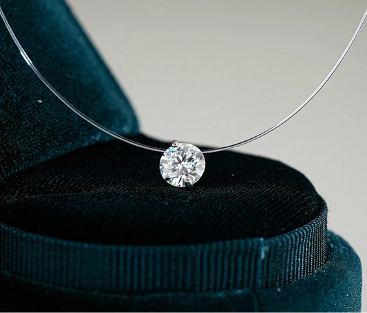 Colar Ponto de Luz Moissanite e Nylon