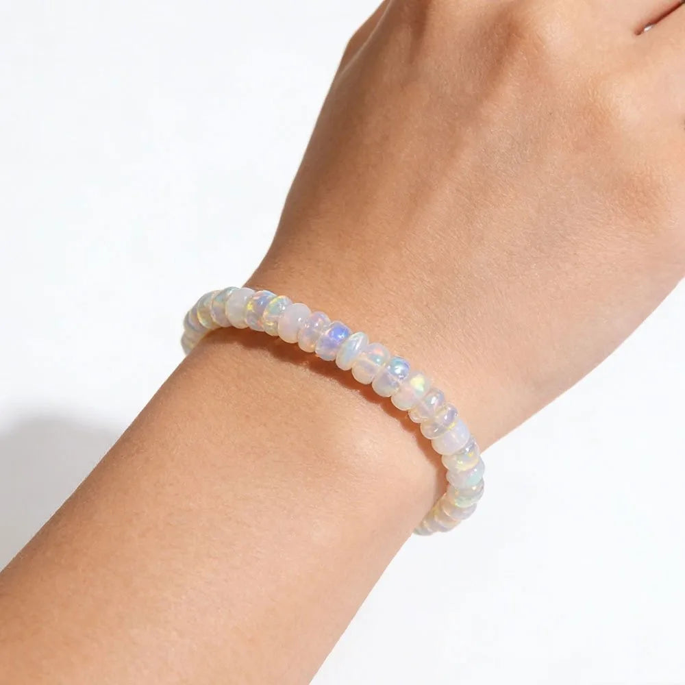 Pulseira Elástica de Opalas Naturais da Etiópia