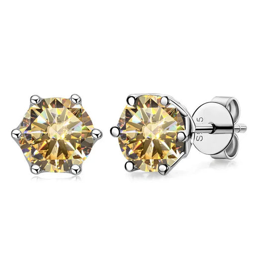 Brinco Solitário Glow  Yellow em Moissanite e Prata 925