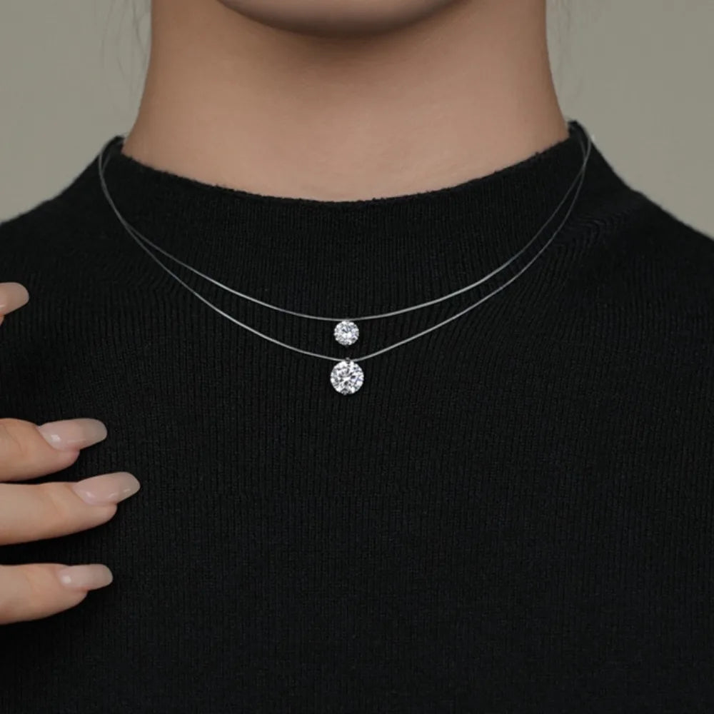 Colar Ponto de Luz Moissanite e Nylon