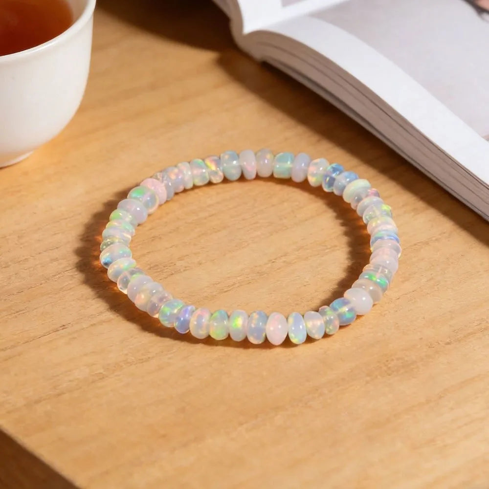 Pulseira Elástica de Opalas Naturais da Etiópia