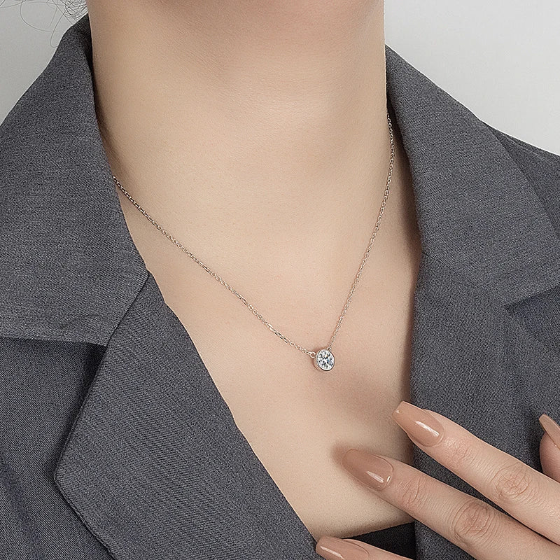 Colar Ponto de Luz em Prata 925 e Moissanite