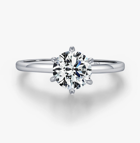 Solitário Clássico em Prata 925 e Moissanite