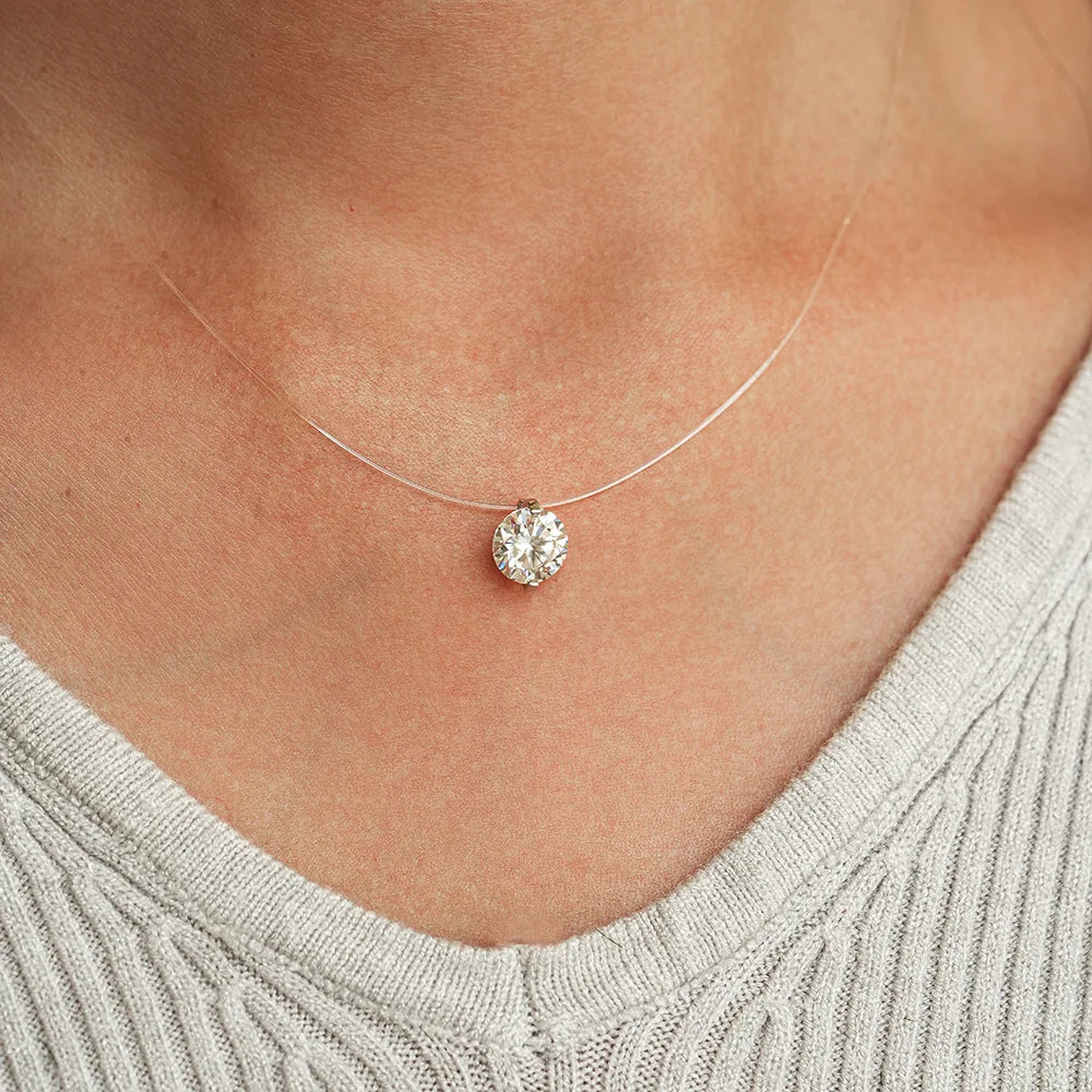 Colar Ponto de Luz Moissanite e Nylon
