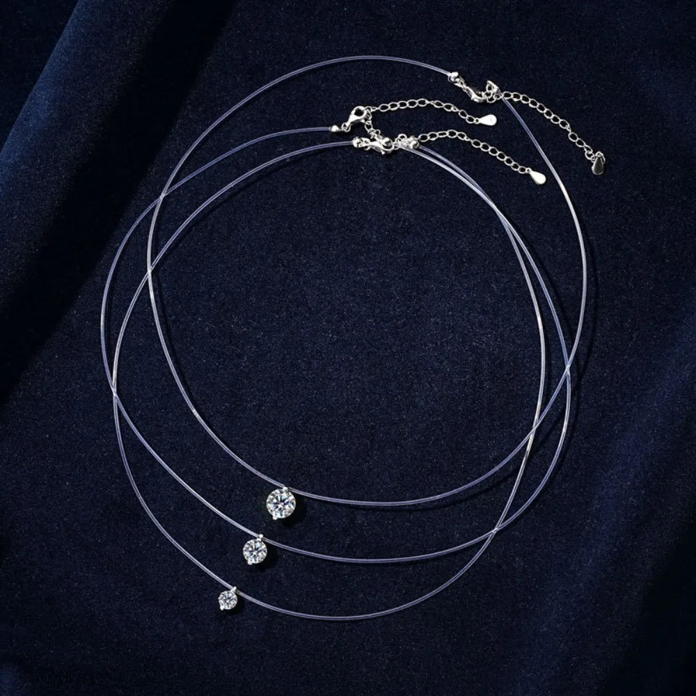 Colar Ponto de Luz Moissanite e Nylon