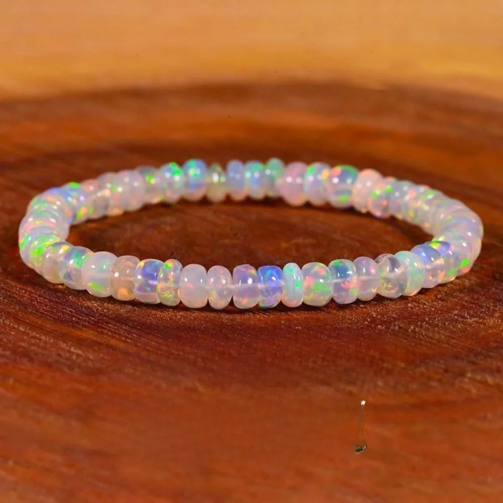 Pulseira Elástica de Opalas Naturais da Etiópia