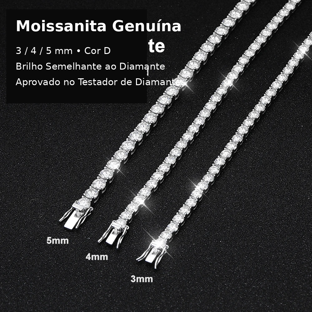Pulseira Riviera em Prata 925 e Moissanites Premium